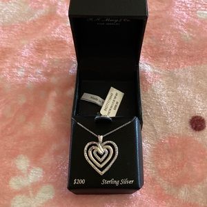 New with tag. Sterling Silver Bridge Diamond Multiple Heart Necklace.
